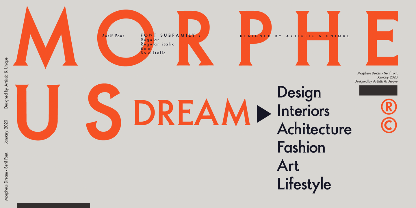 Przykład czcionki Morpheus Dream